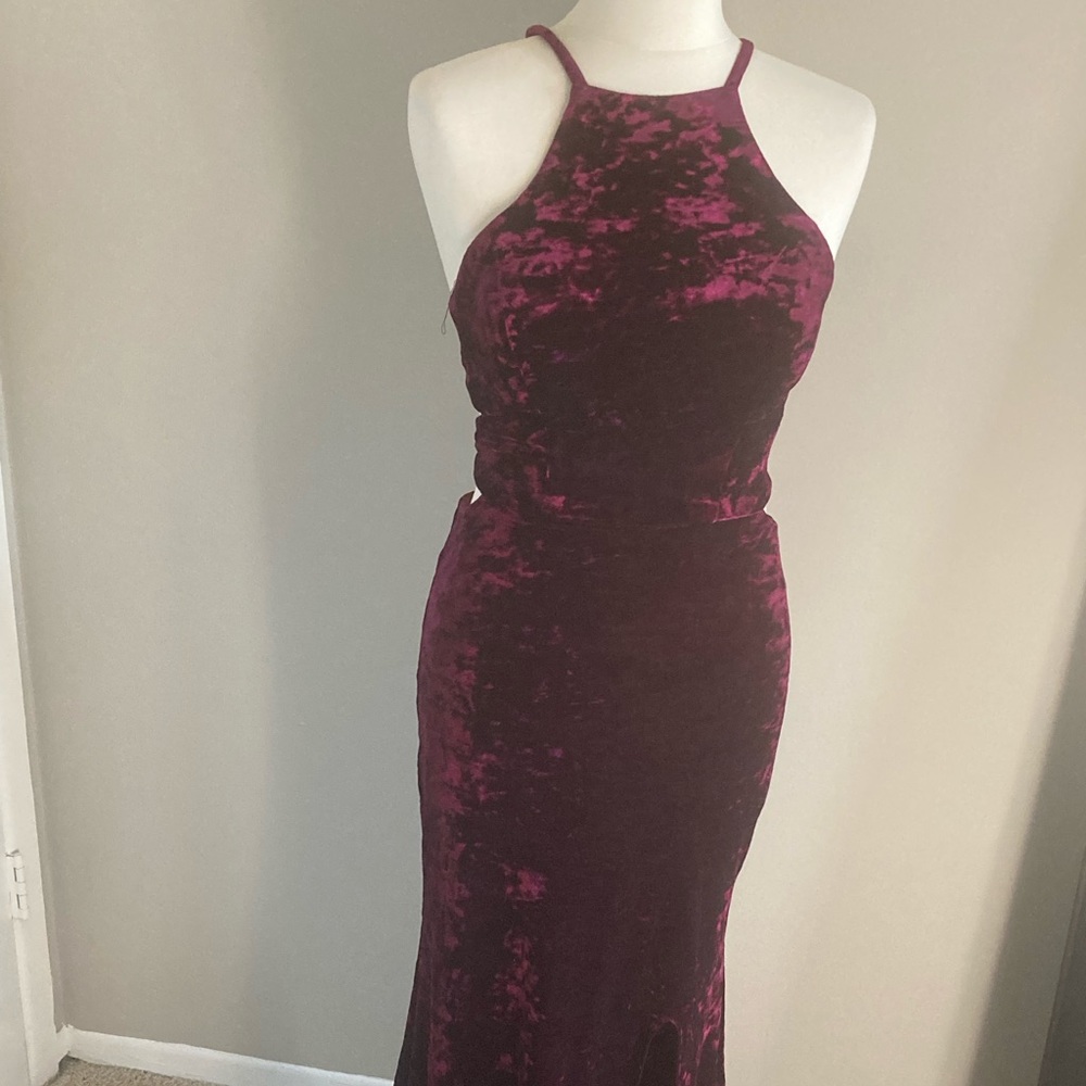 Crushed velvet floor length dress